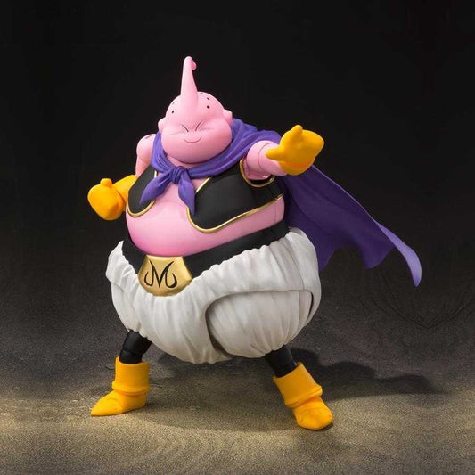 Figurine Majin Buu Good S.H.Figuarts - Vue de face avec manteau mobile et accessoires