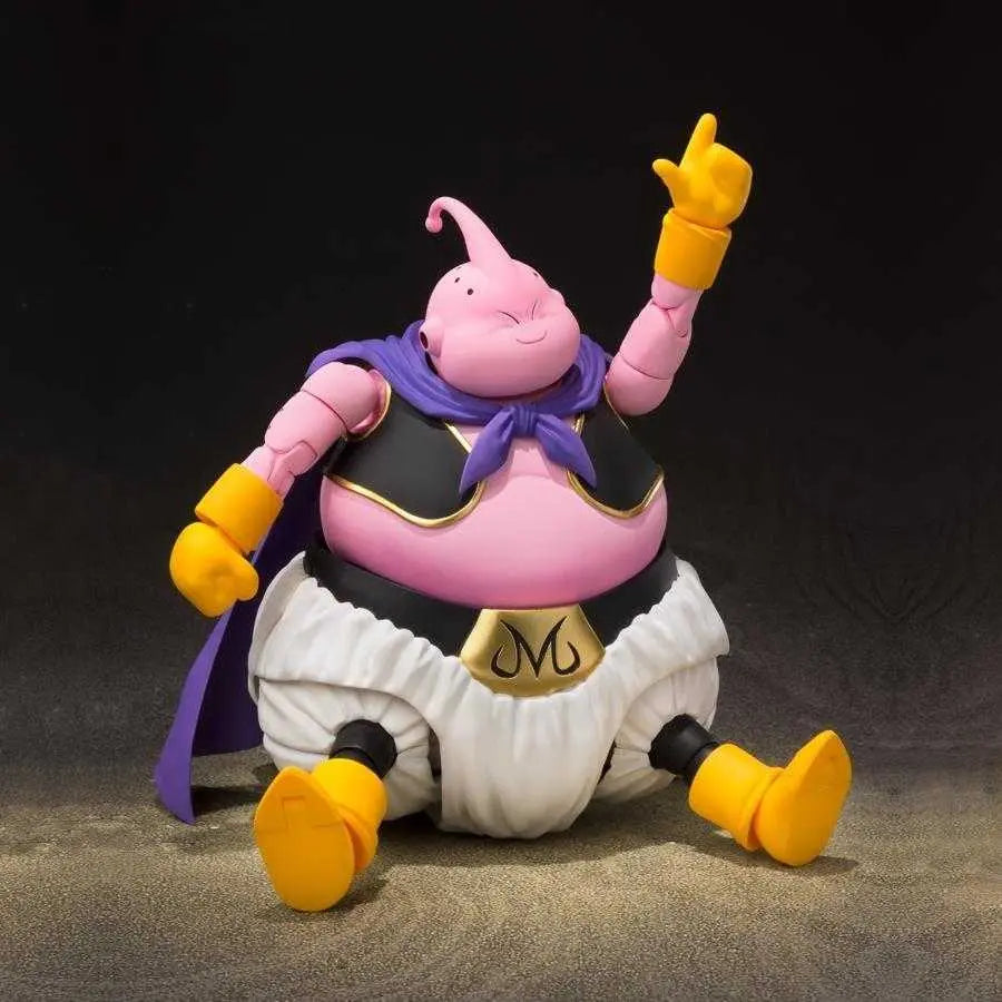 Figurine Majin Buu Good S.H.Figuarts Bandai - pose assis doigt levé Dragon Ball Z