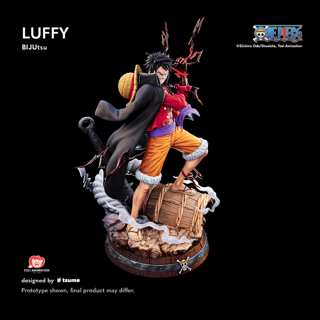 Figurine Tsume Luffy Bijutsu vue de profil combat Kaido résine 1/4 collector