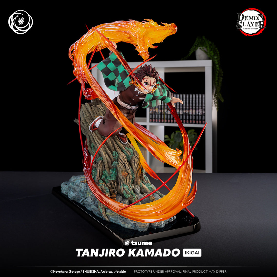 Statue Tsume Tanjiro Kamado Ikigai vue trois-quarts résine premium Demon Slayer 1/6