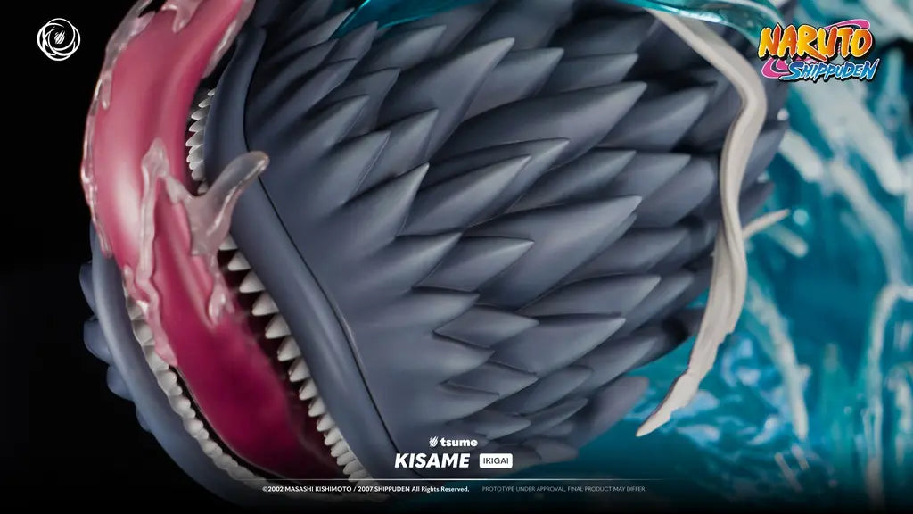Gros plan Samehada statue Kisame Ikigai Tsume – écailles acérées et gueule rouge sang – résine collector Naruto 1/6