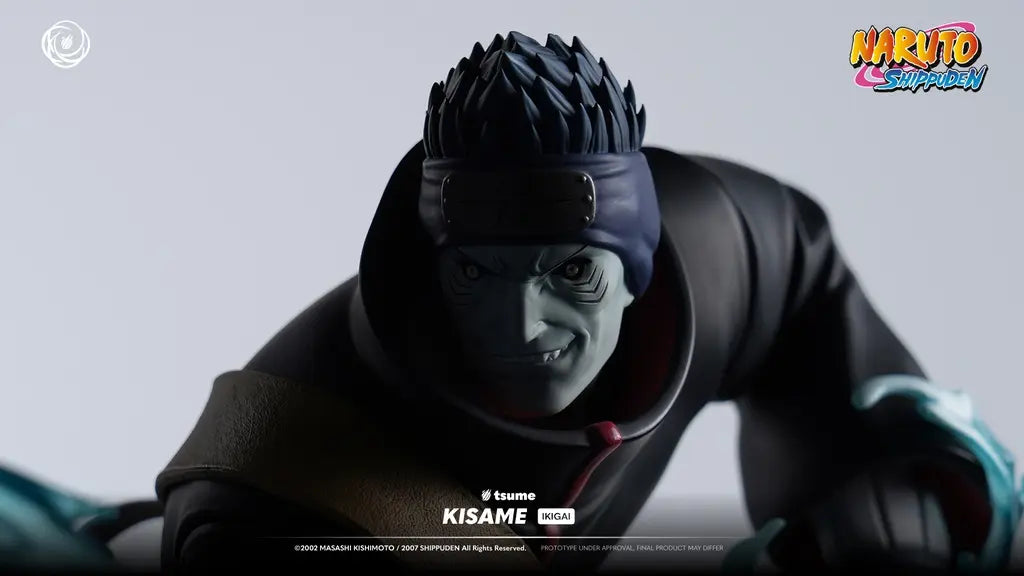 Statue Kisame Ikigai Tsume – plan rapproché visage penché, sourire sadique et teint bleuté – Naruto Shippuden 1/6