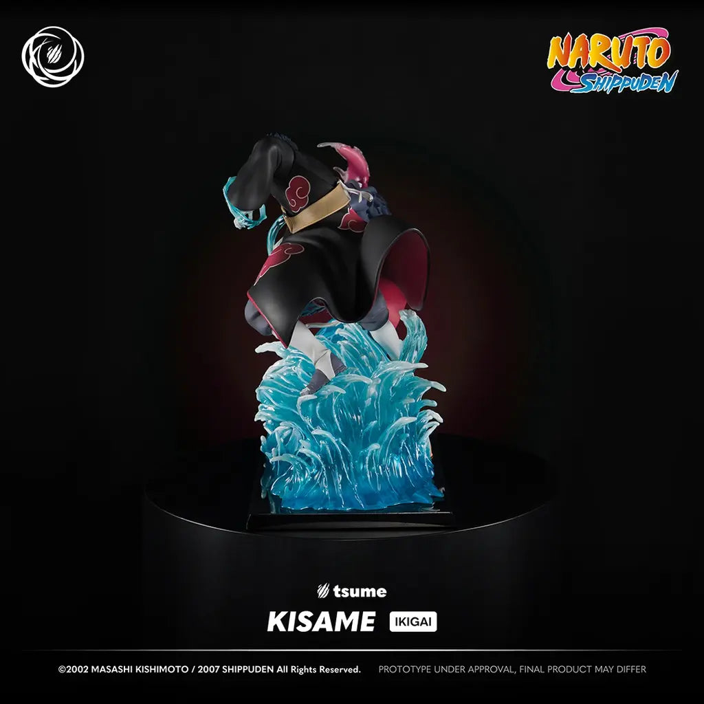 Vue arrière statue Kisame Ikigai Tsume – cape Akatsuki, Samehada et base vague bleue translucide – Naruto 1/6