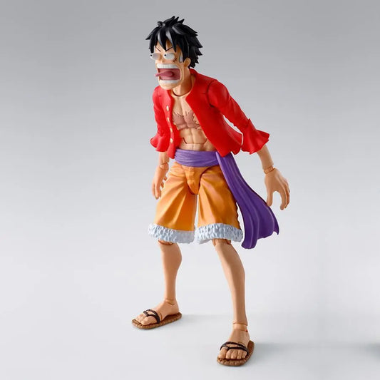 Figurine Luffy Raid on Onigashima SH Figuarts Bandai vue trois-quart visage expression Wano One Piece