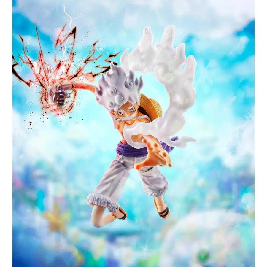 Figurine Luffy Gear 5 Future Island Egghead S.H.Figuarts Bandai - vue complète effets One Piece