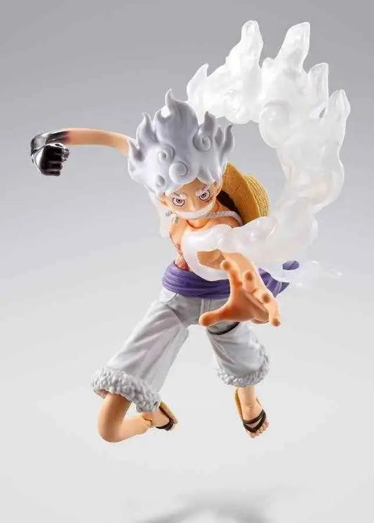 Figurine Luffy Gear 5 Future Island Egghead S.H.Figuarts Bandai - vue face attaque point noir One Piece