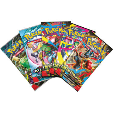 5 boosters inclus dans le coffret Pokémon Mega-Lucario-ex Mega-Evolution
